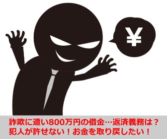 詐欺に遭い800万円の借金…返済義務は？犯人が許せない！お金を取り戻したい！